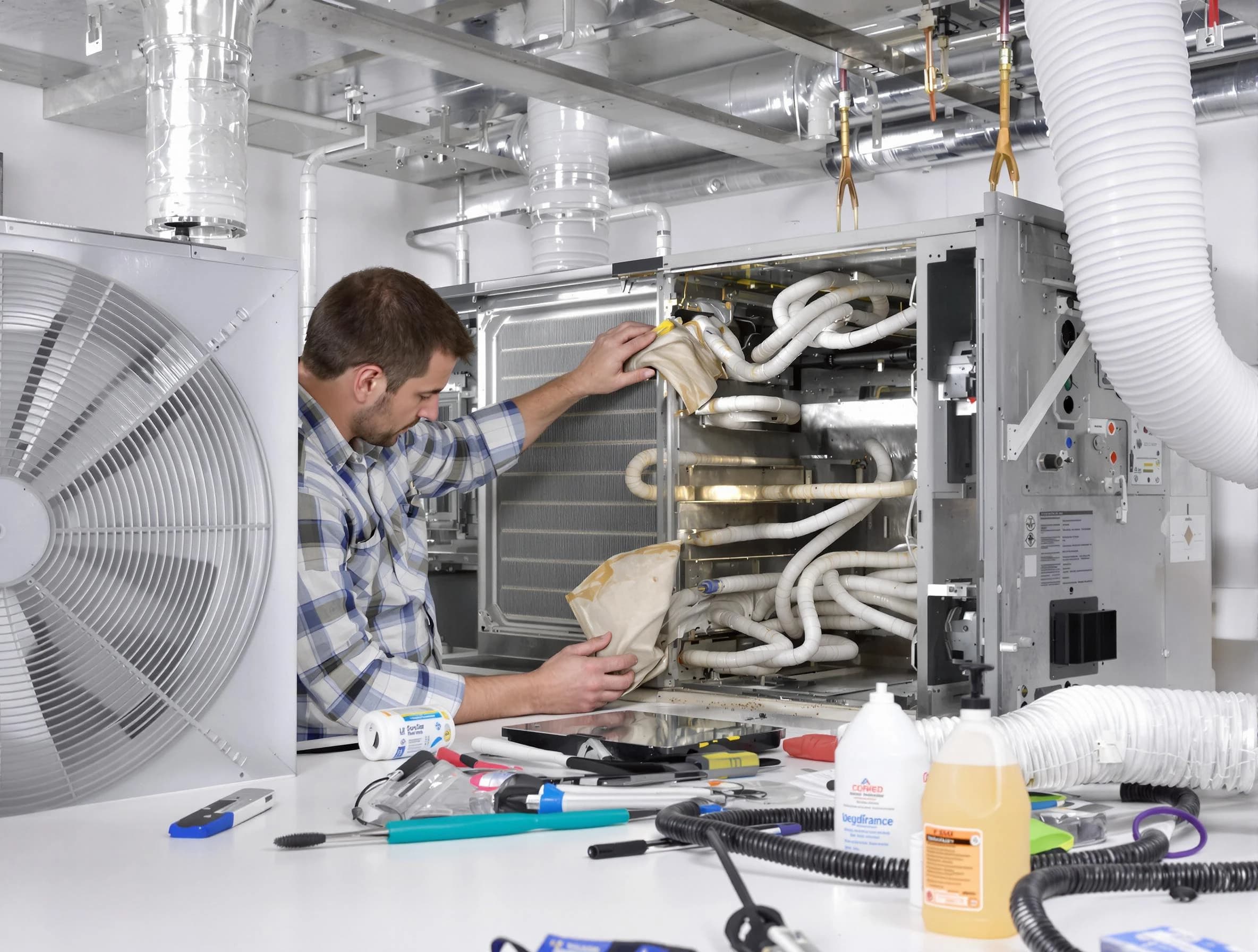 North Providence Air Duct Cleaning specialist performing precision AC coil cleaning in North Providence