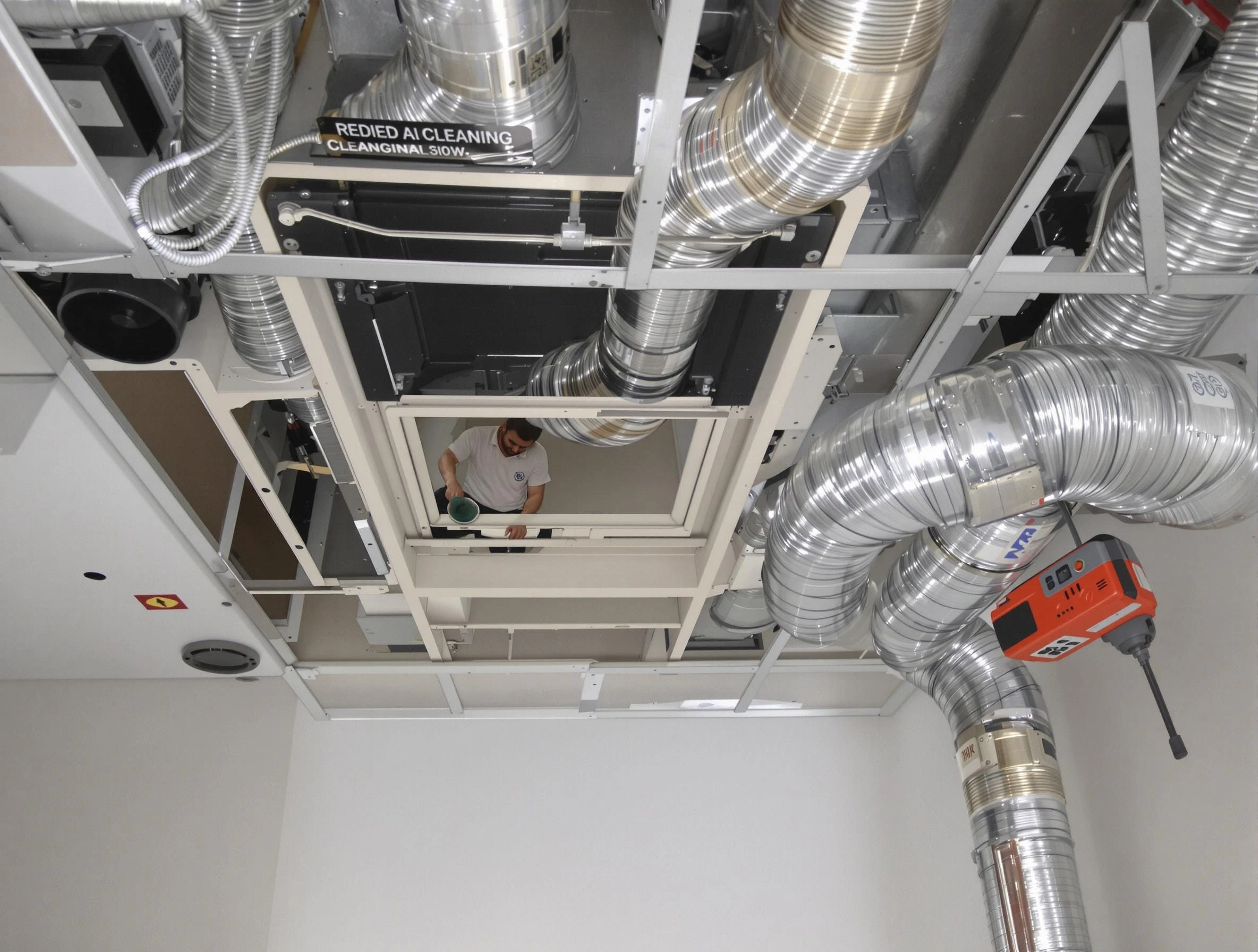 North Providence Air Duct Cleaning technician performing detailed central duct system cleaning in North Providence