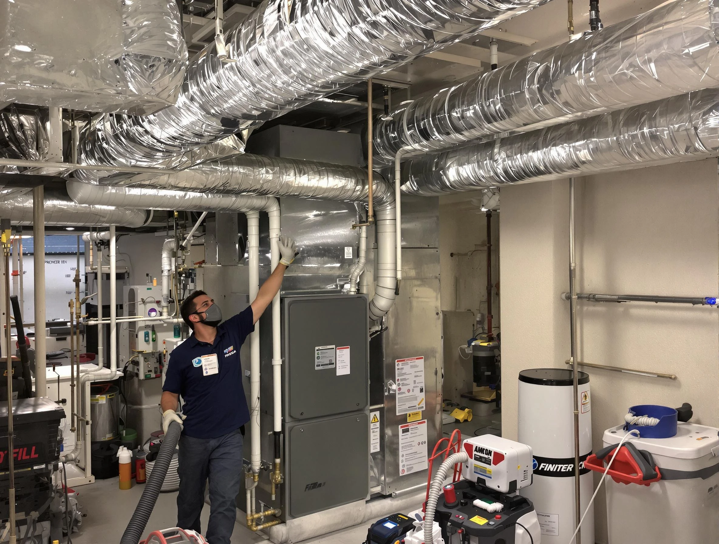 North Providence Air Duct Cleaning specialist performing thorough furnace duct cleaning in a North Providence residence