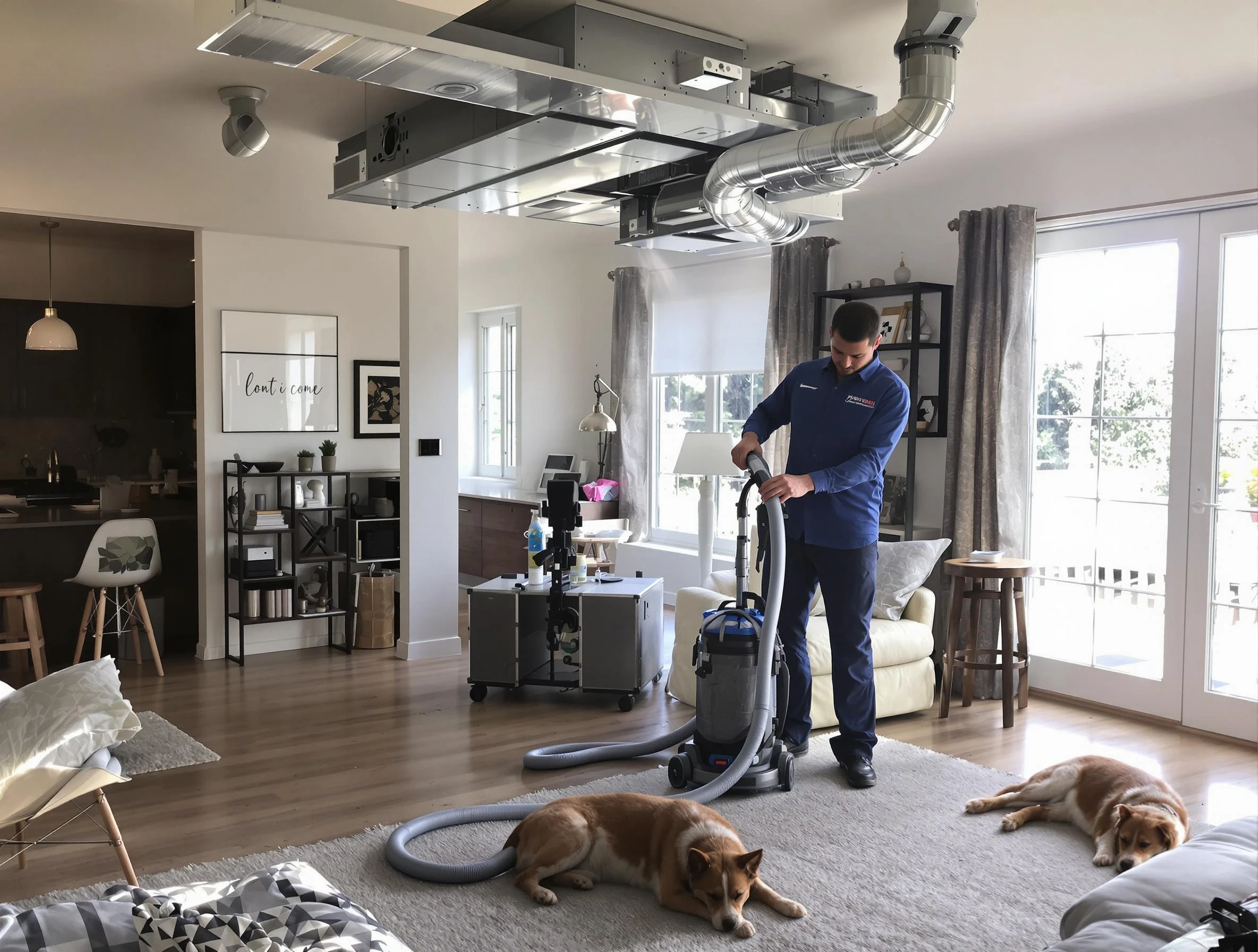 North Providence Air Duct Cleaning technician performing detailed indoor duct cleaning for improved air quality in North Providence