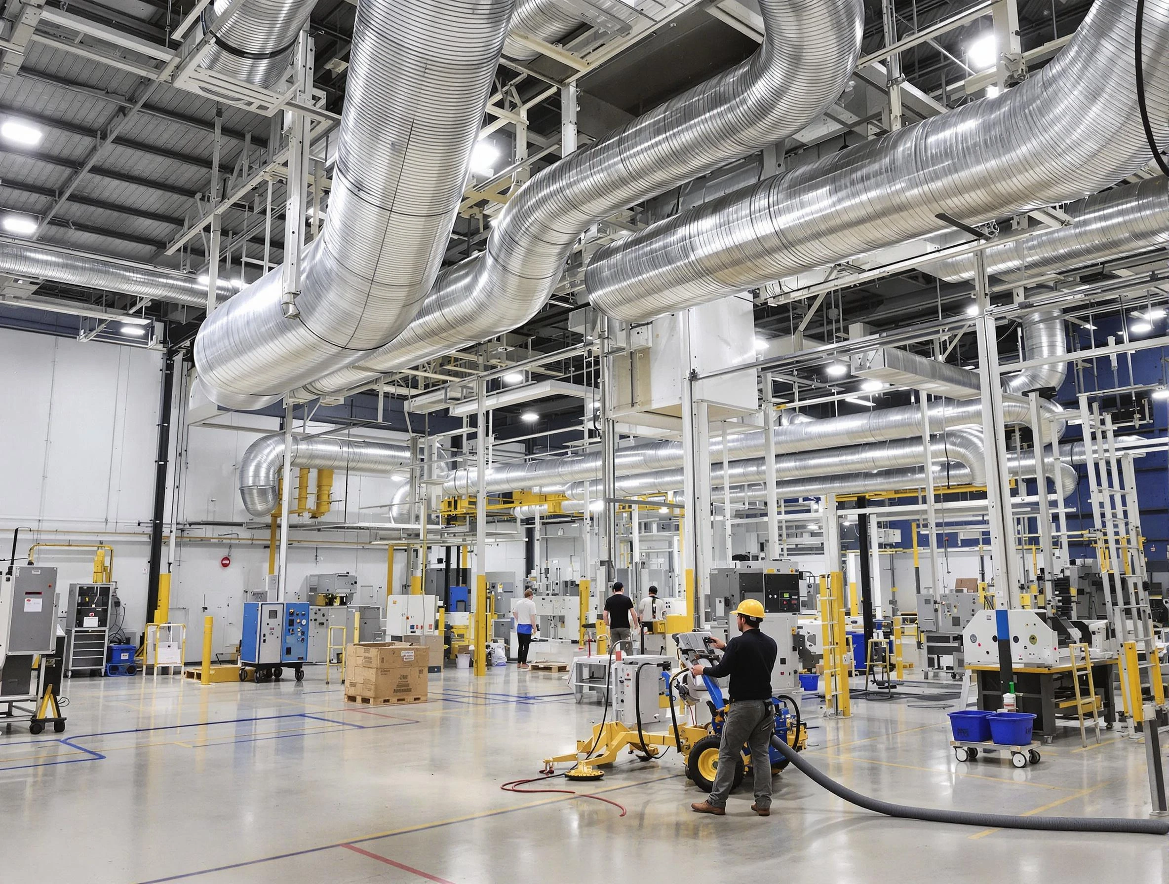 North Providence Air Duct Cleaning team performing comprehensive industrial duct cleaning at a large facility in North Providence